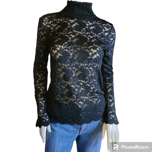 Metrostyle* Sheer* Lace Top* Black* Sz S - Picture 1 of 5